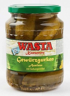 Огурцы консервированные отборные "WASTA" 6-9см  670/360 г